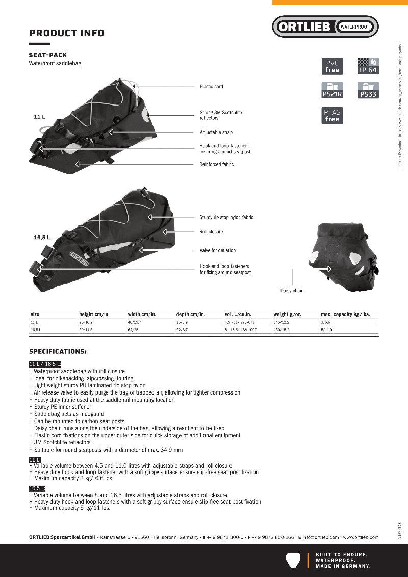 Ortlieb Seat Pack 11L